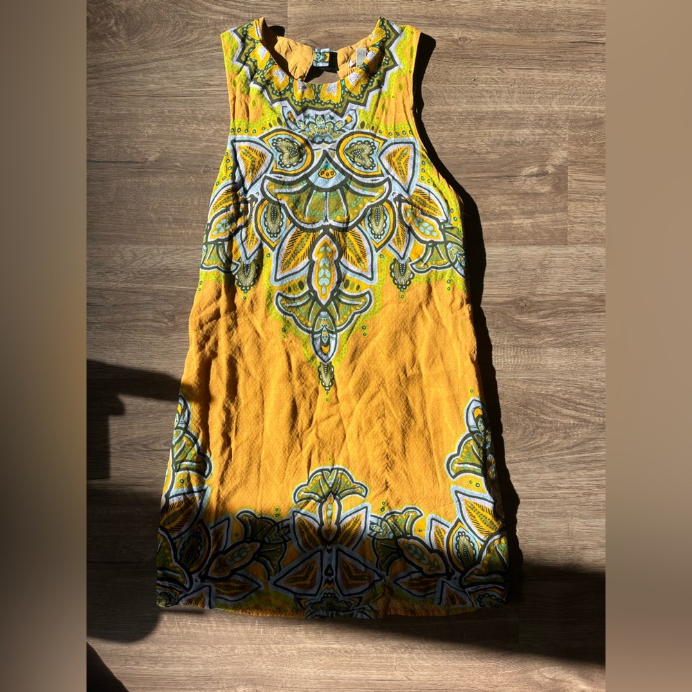 Yellow Patterned Sleeveless Dress
